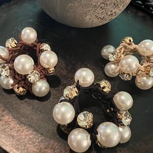 Pearl & Rhinestone Hair Ties NEW in package